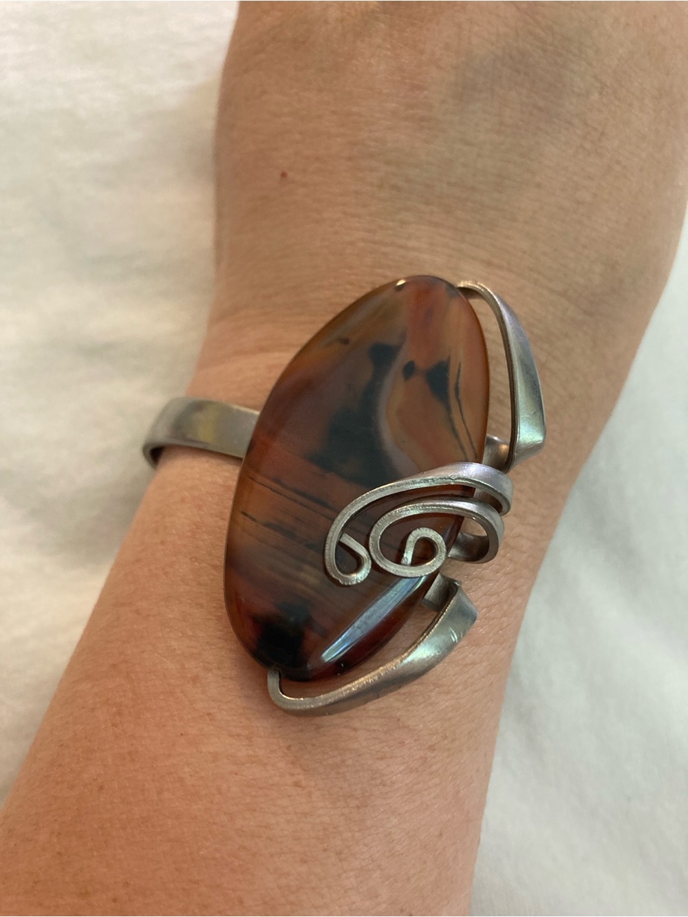 Tramontina Artisan Crafted Brazil Bent Fork Jasper Stone Cuff Bracelet